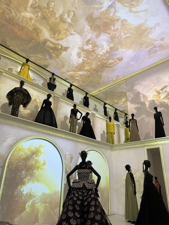 Couture exhibition room with painted ceiling