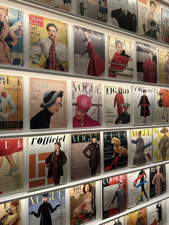 Wall of vintage Vogue, Elle and L'Officiel covers